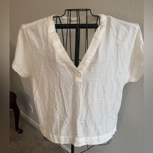 Marine Layer White Short Sleeve Crop Blouse
